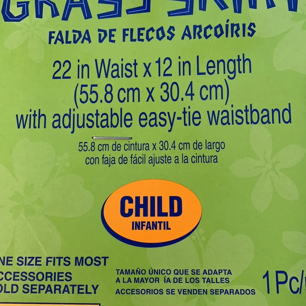 grass skirt rainbow child size Adjustable